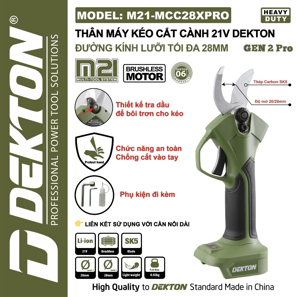 Kéo cắt cành dùng pin 21V Dekton M21-MCC28XPRO (GEN 2 PRO) 2 Kéo cắt cành dùng pin Dekton M21-MCC28XPRO (2)