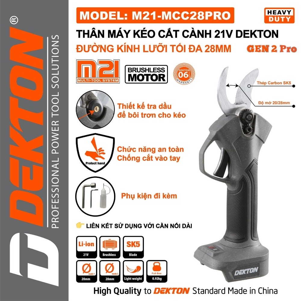 Kéo cắt cành dùng pin 21V Dekton M21-MCC28PRO (GEN 2 PRO) 2 kéo cắt cành dùng pin Dekton M21-MCC28PROM21-MCC28PRO (2)