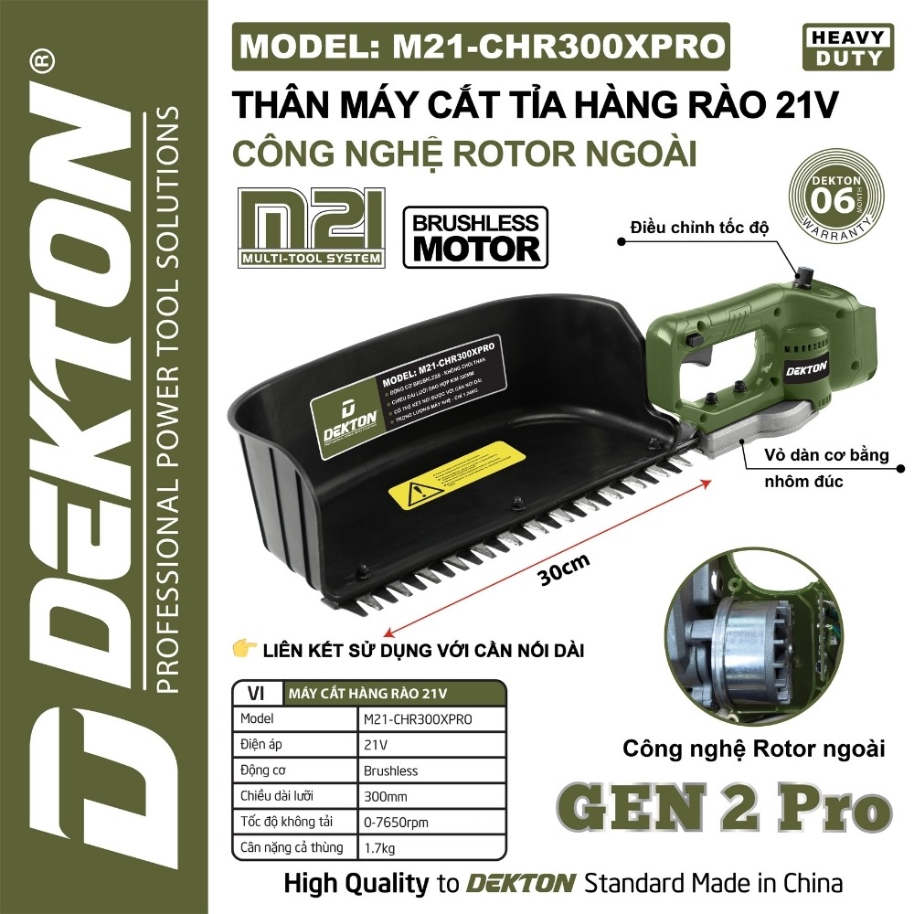 Máy cắt tỉa hàng rào dùng pin 21V Dekton M21-CHR300XPRO 2 máy cắt hàng rào dùng pin Dekton M21-CHR300XPRO (2)
