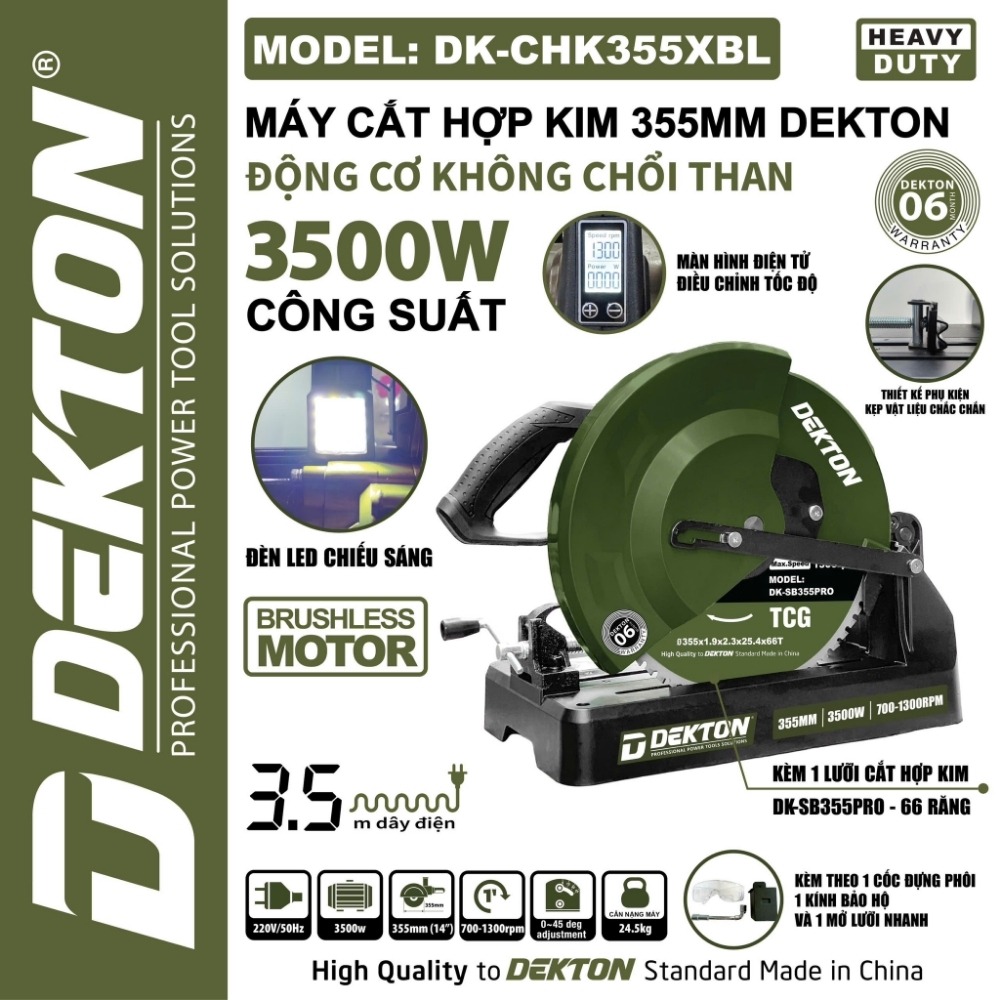 Máy cắt hợp kim 3500W 355mm Dekton DK- CHK355XBL (màu olive) 2 máy cắt hợp kim Dekton DK- CHK355XBL (2)