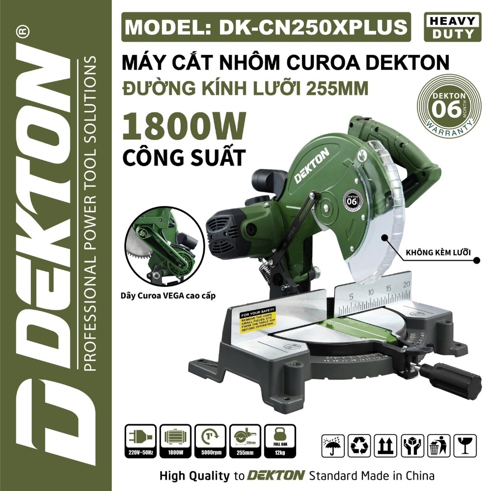 Máy cắt nhôm 1800W 255mm Dekton DK-CN250XPLUS (màu olive) 2 máy cắt nhôm Dekton DK-CN250XPLUS (2)