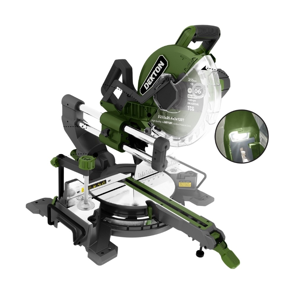 Máy cắt nhôm trượt 2000W 255mm Dekton DK-CN256XPLUS (màu olive) 1 Máy cắt nhôm trượt 2000W 255mm Dekton DK-CN256XPLUS (màu olive)