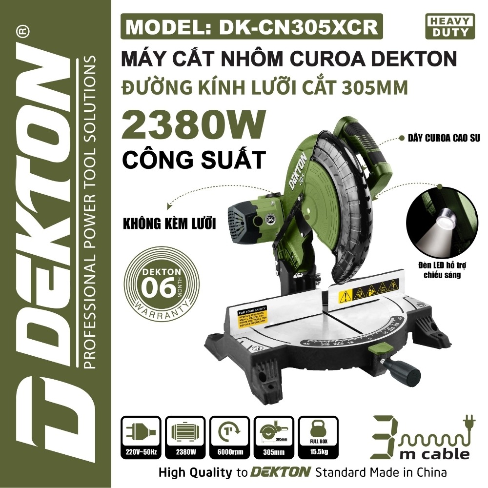 Máy cắt nhôm 2380W 305mm Dekton DK-CN305XCR (màu olive) 2 máy cắt nhôm Dekton DK-CN305XCR (2)