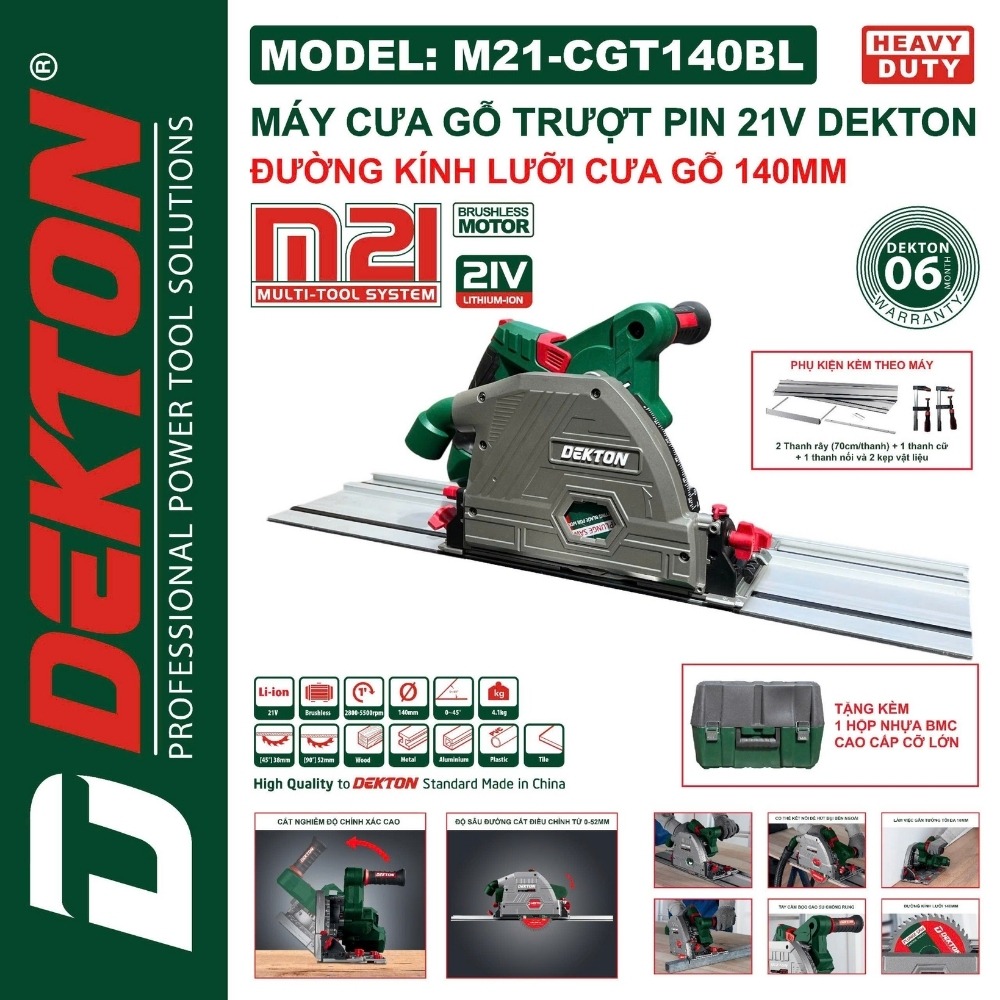 Máy cưa gỗ ray trượt dùng pin 21V Dekton M21-CGT140BL 2 máy cắt trượt dùng pin Dekton M21-CGT140BL (2)