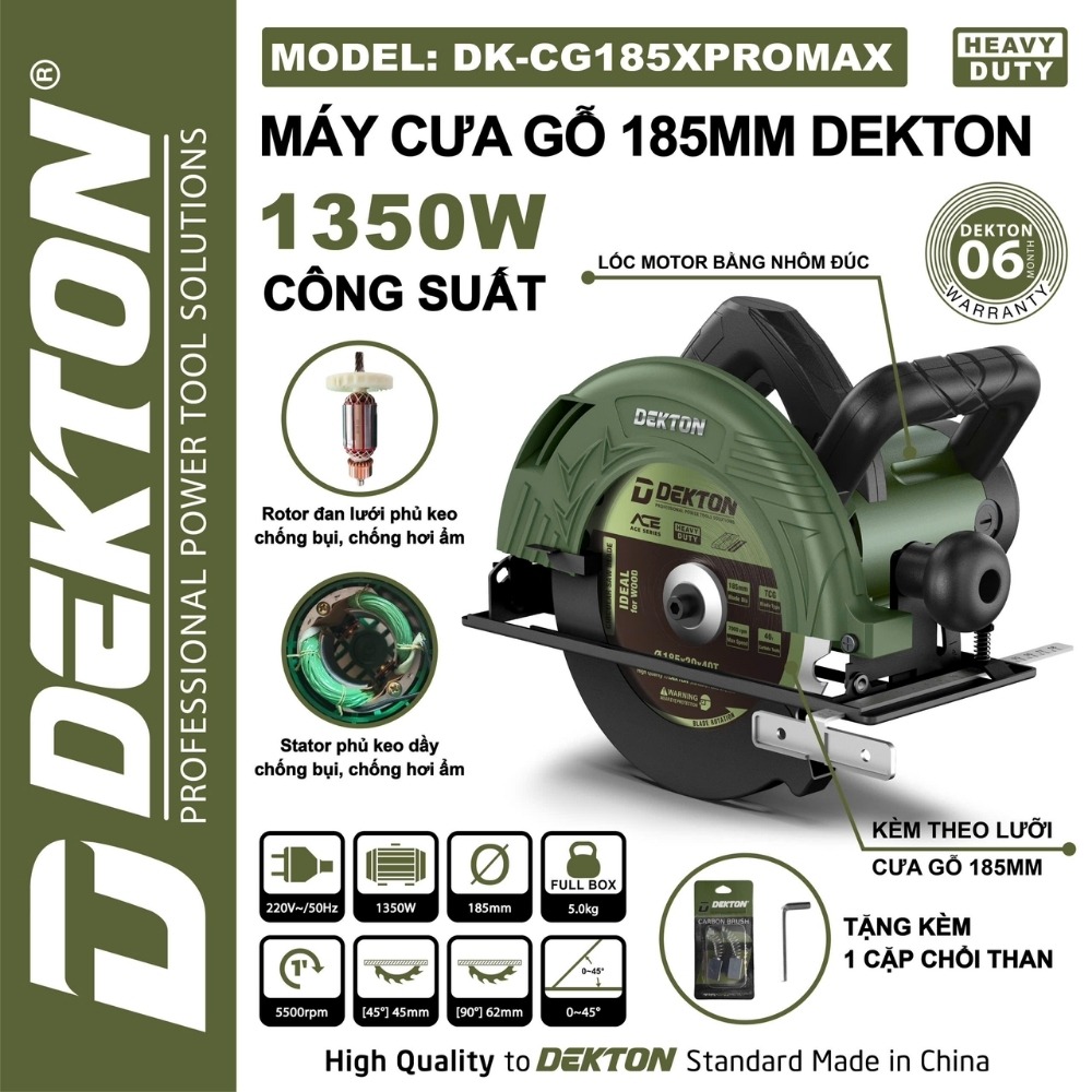 Máy cưa gỗ 1350W 185mm Dekton DK-CG185XPROMAX (màu olive) 2 máy cưa gỗ Dekton DK-CG185XPROMAX (2)