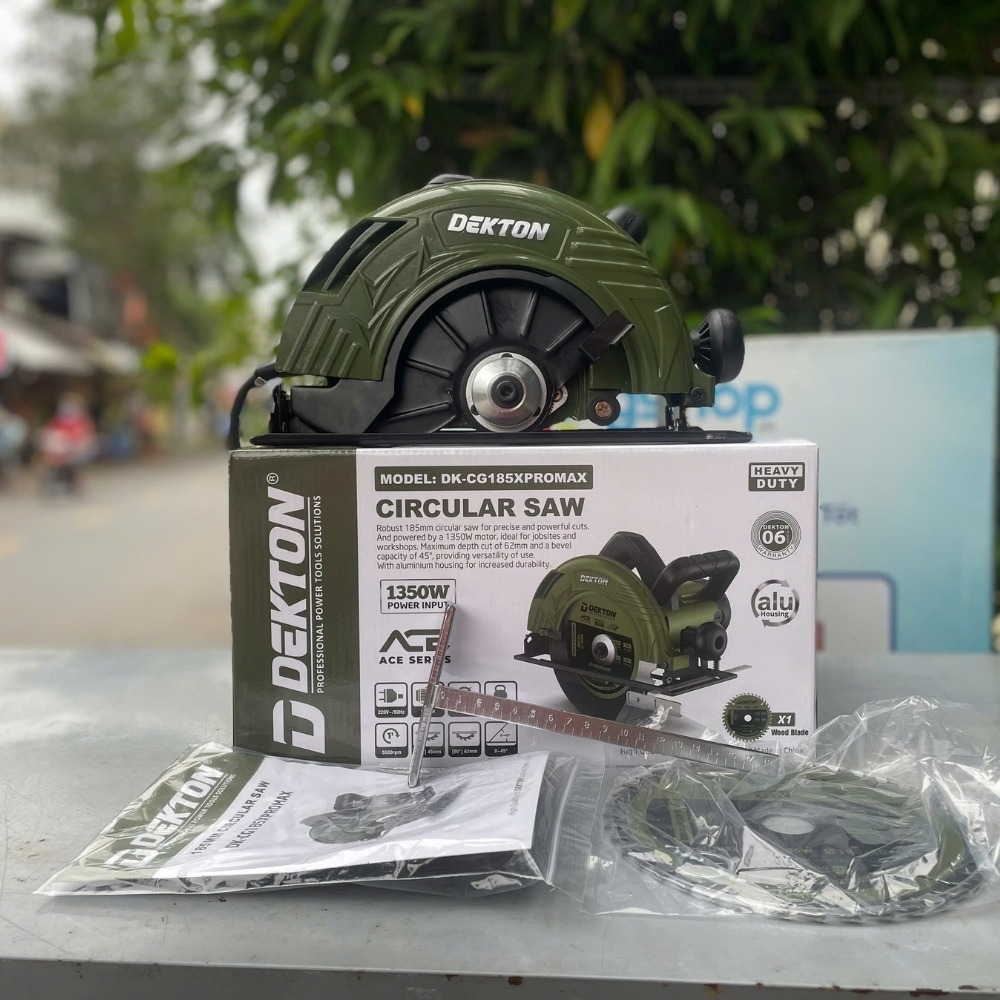 Máy cưa gỗ 1350W 185mm Dekton DK-CG185XPROMAX (màu olive) 3 máy cưa gỗ Dekton DK-CG185XPROMAX (3)
