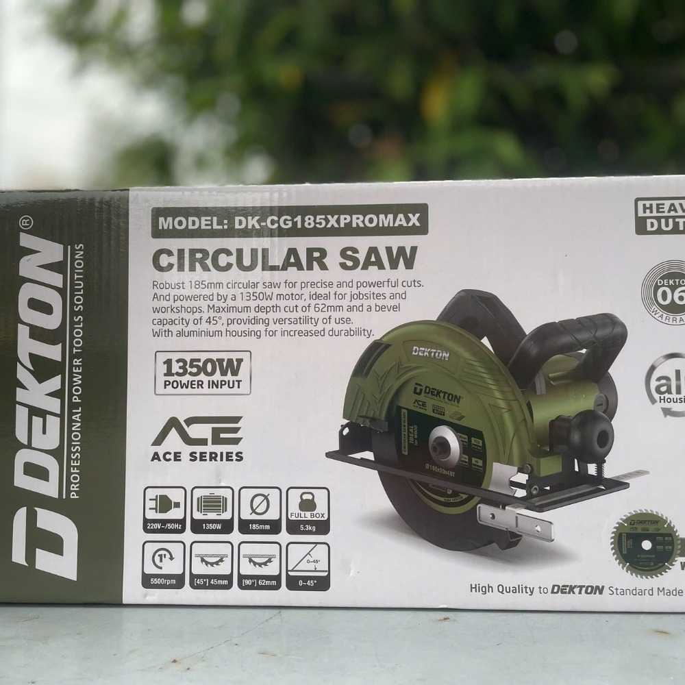 Máy cưa gỗ 1350W 185mm Dekton DK-CG185XPROMAX (màu olive) 6 máy cưa gỗ Dekton DK-CG185XPROMAX (6)