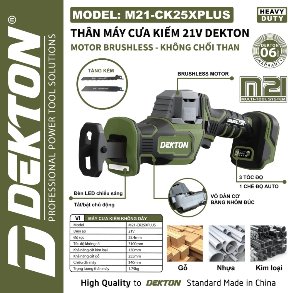 Máy cưa kiếm dùng pin 21V Dekton M21-CK25XPLUS 2 máy cưa kiếm dùng pin Dekton M21-CK25XPLUS (2)