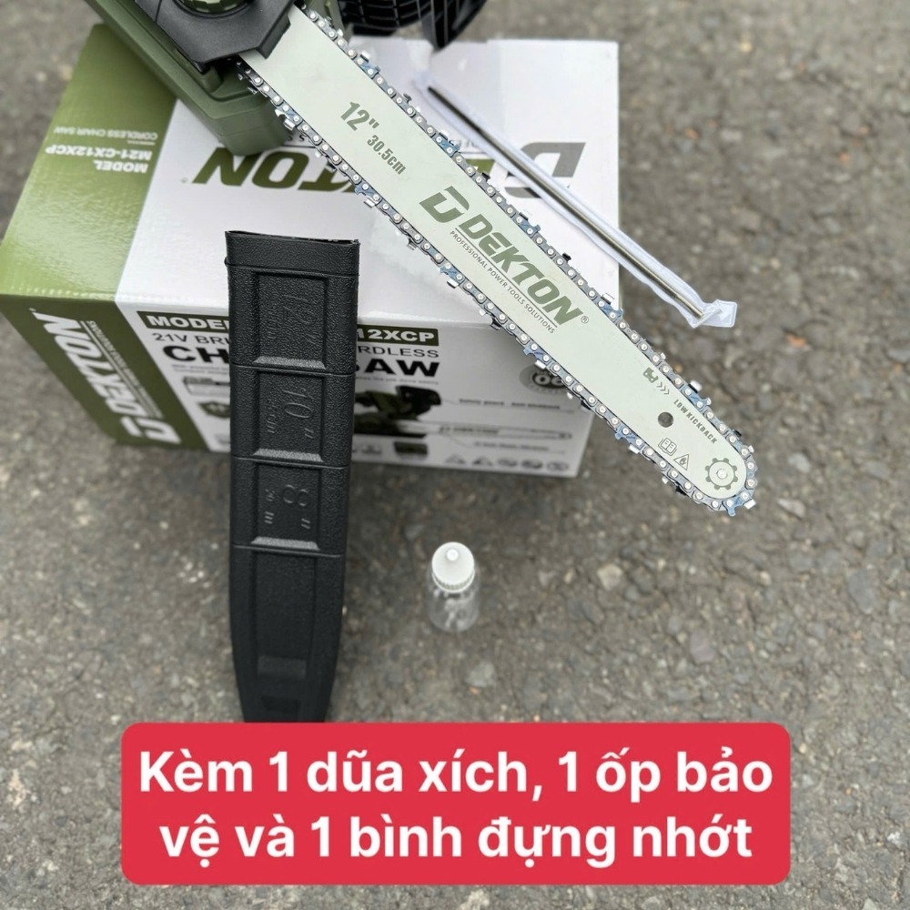 Máy cưa xích 12 inch dùng pin 21V Dekton M21-CX12XCP (màu olive) 8 máy cưa xích dùng pin Dekton M21-CX12XCP (8)