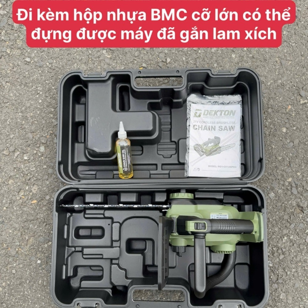 Máy cưa xích 12 inch dùng pin 21V Dekton M21-CX12XPRO (màu olive) 9 máy cưa xích dùng pin Dekton M21-CX12XPRO (10)