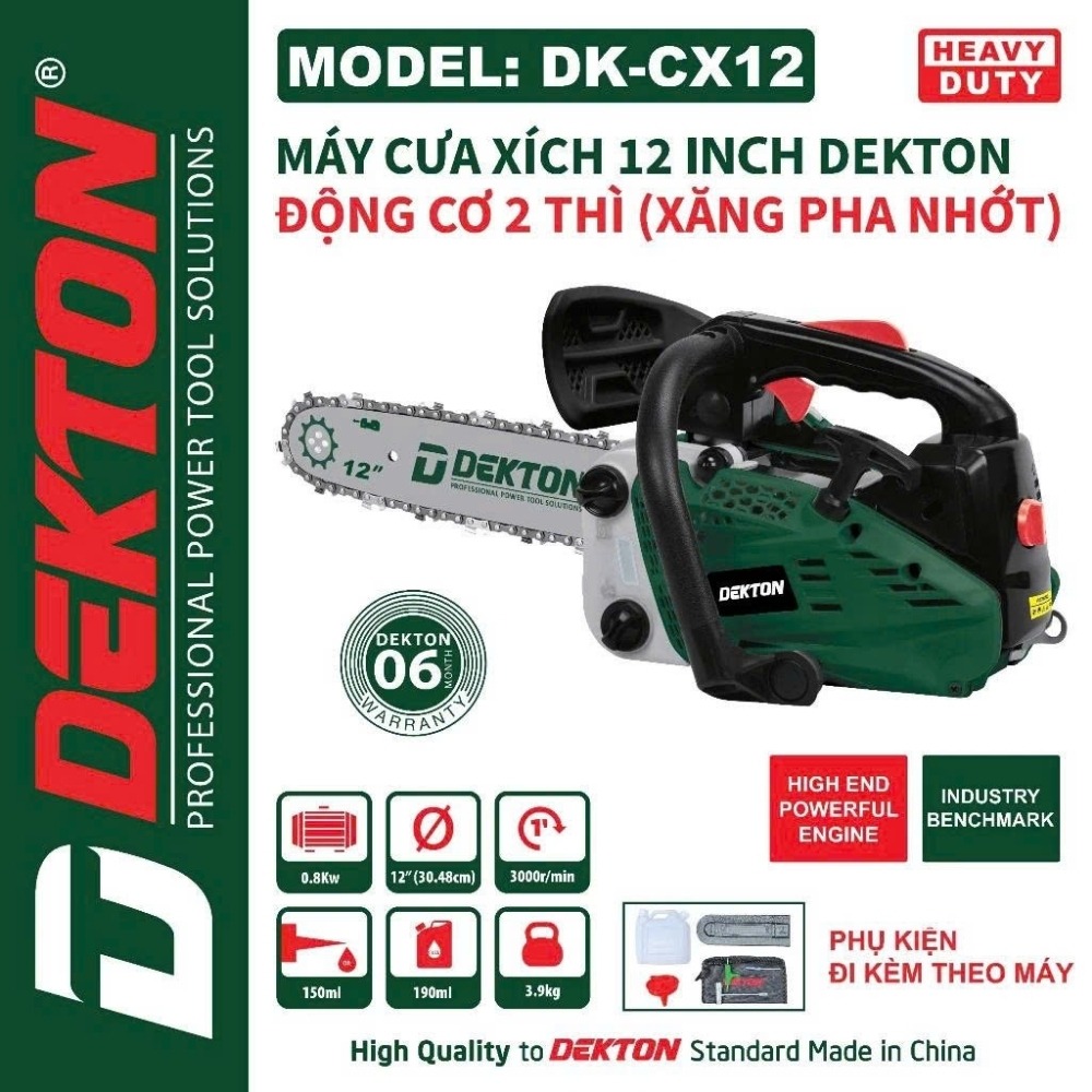 Máy cưa xích dùng xăng pha nhớt Dekton DK-CX12 2 máy cưa xích xăng Dekton DK-CX12 (2)