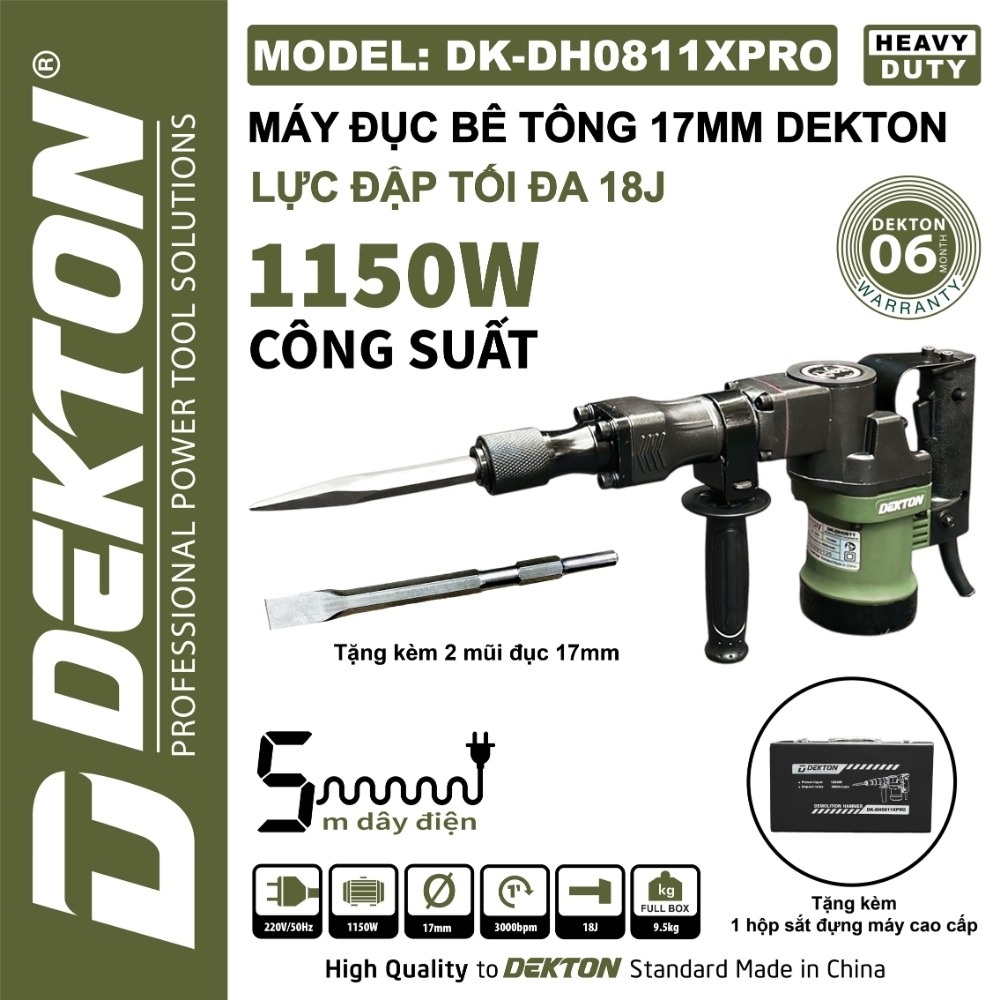 Máy đục bê tông 17mm 1150W Dekton DK-DH0811XPRO 2 máy đục bê tông Dekton DK-DH0811XPRO (2)