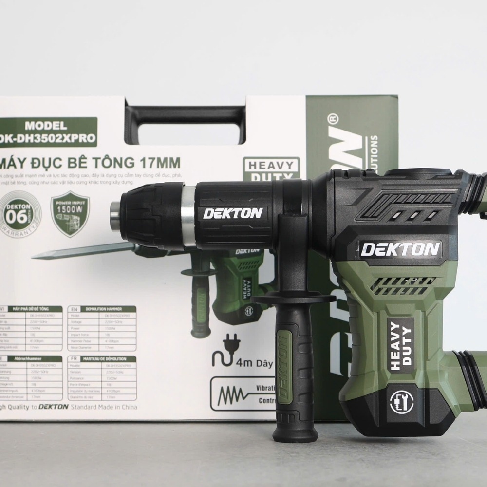 Máy đục bê tông 17mm 1500W Dekton DK-DH3502XPRO (màu olive) 5 máy đục bê tông Dekton DK-DH3502XPRO (5)