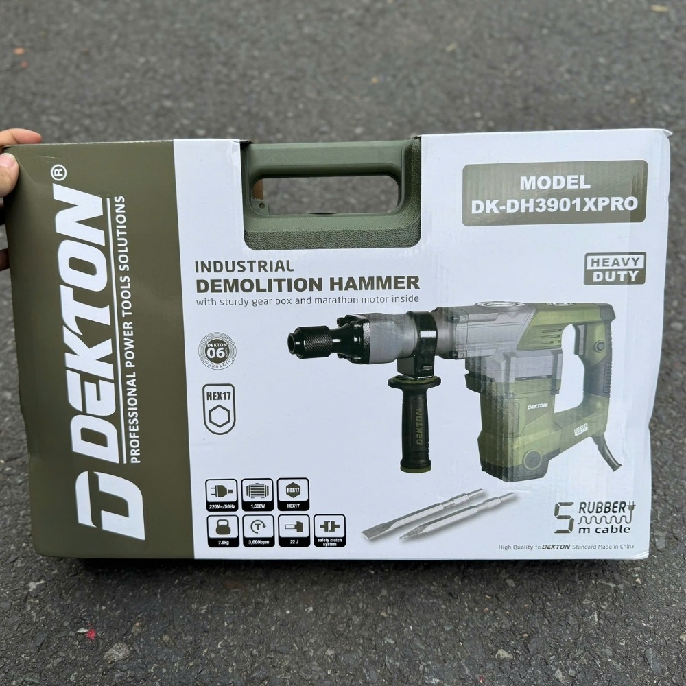 Máy đục bê tông 17mm 1600W Dekton DK-DH3901XPRO (màu olive) 6 máy đục bê tông Dekton DK-DH3901XPRO (6)