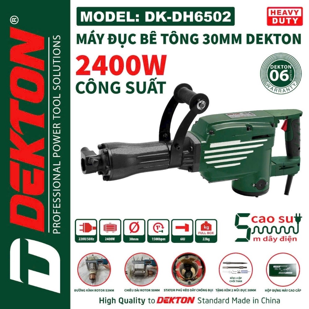 Máy đục bê tông 30mm 2400W Dekton DK-DH6502 2 máy đục bê tông Dekton DK-DH6502 (2)
