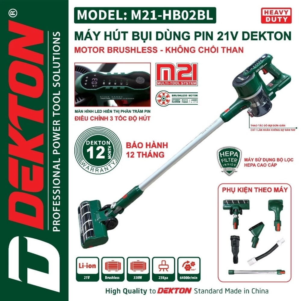 Máy hút bụi cầm tay dùng pin 21V Dekton M21-HB02BL 2 máy hút bụi dùng pin Dekton M21-HB02BL (2)