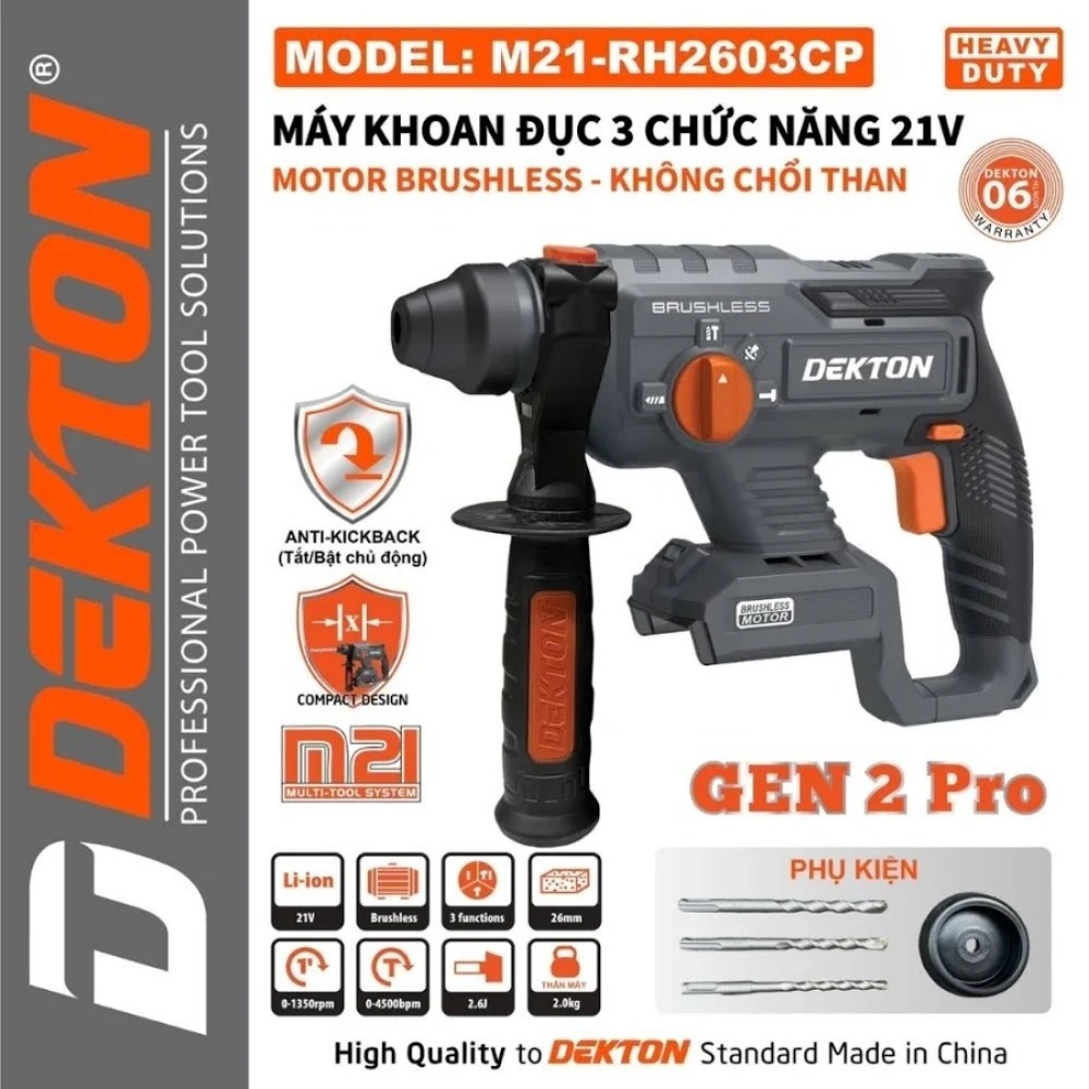 Máy khoan bê tông dùng pin 21V Dekton M21-RH2603CP 3 máy khoan bê tông dùng pin Dekton M21-RH2603CP (3)