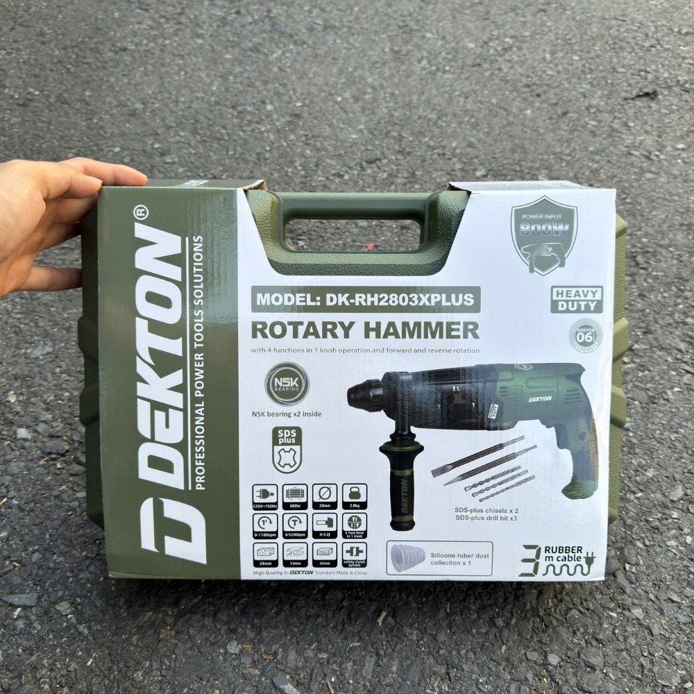 Máy khoan đục bê tông 800W Dekton DK-RH2803XPLUS (cao cấp) 8 máy khoan đục bê tông Dekton DK-RH2803XPLUS (8)