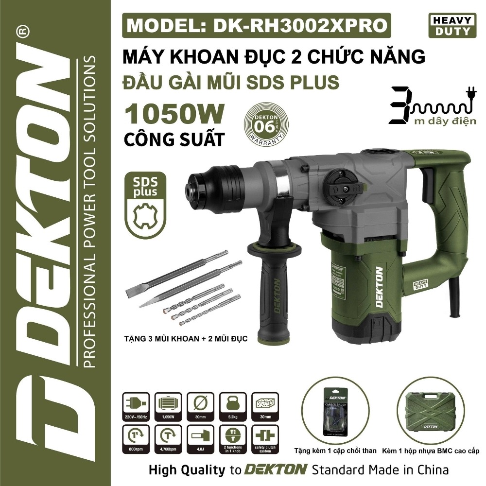 Máy khoan đục 2 chức năng 1050W Dekton DK-RH3002XPRO 2 máy khoan đục bê tông Dekton DK-RH3002XPRO (2)