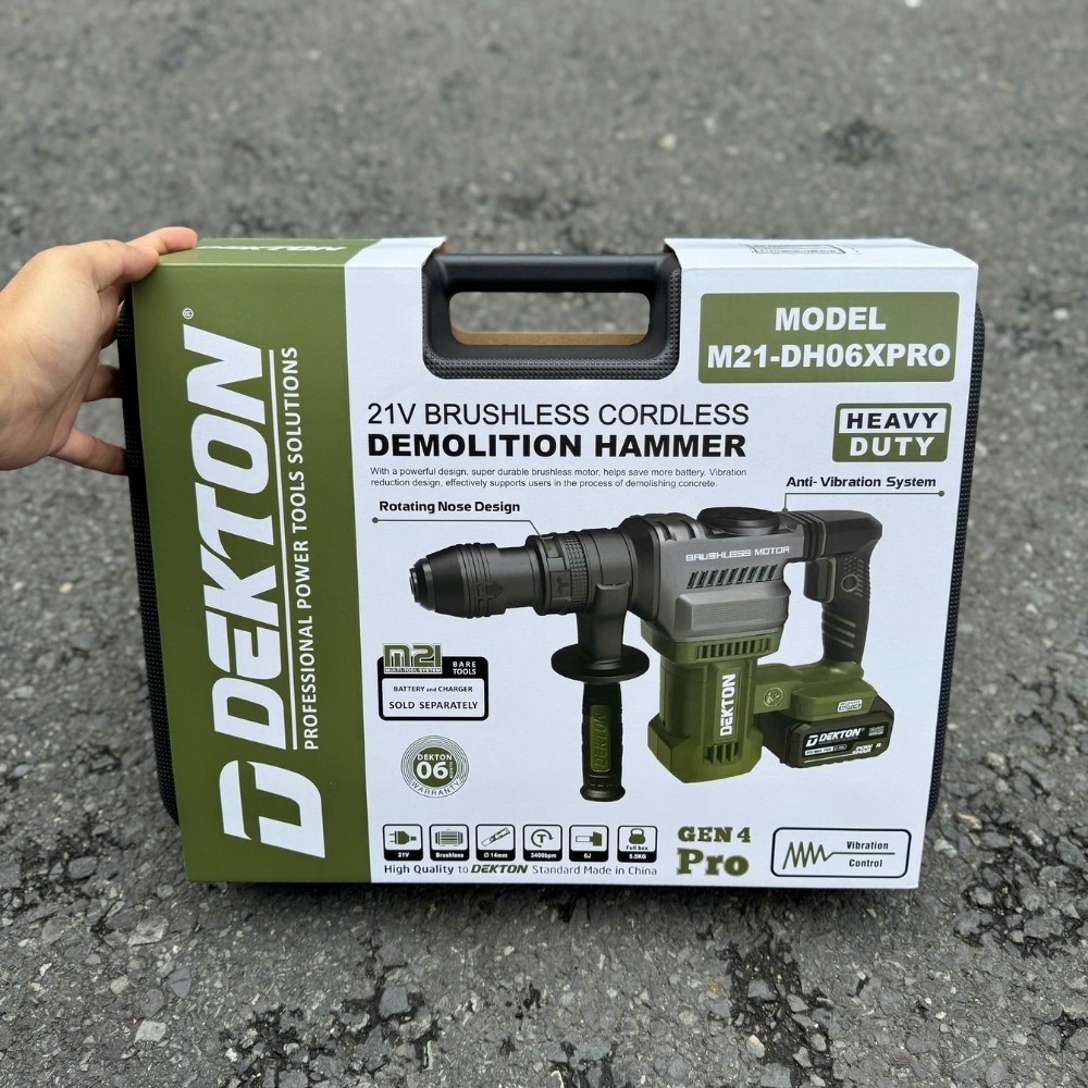 Máy đục bê tông dùng pin 21V Dekton M21-DH06XPRO (màu olive) 4 máy khoan đục bê tông dùng pin Dekton M21-DH06XPRO (4)