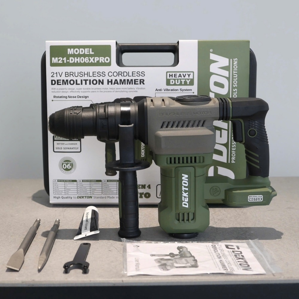 Máy đục bê tông dùng pin 21V Dekton M21-DH06XPRO (màu olive) 5 máy khoan đục bê tông dùng pin Dekton M21-DH06XPRO (5)