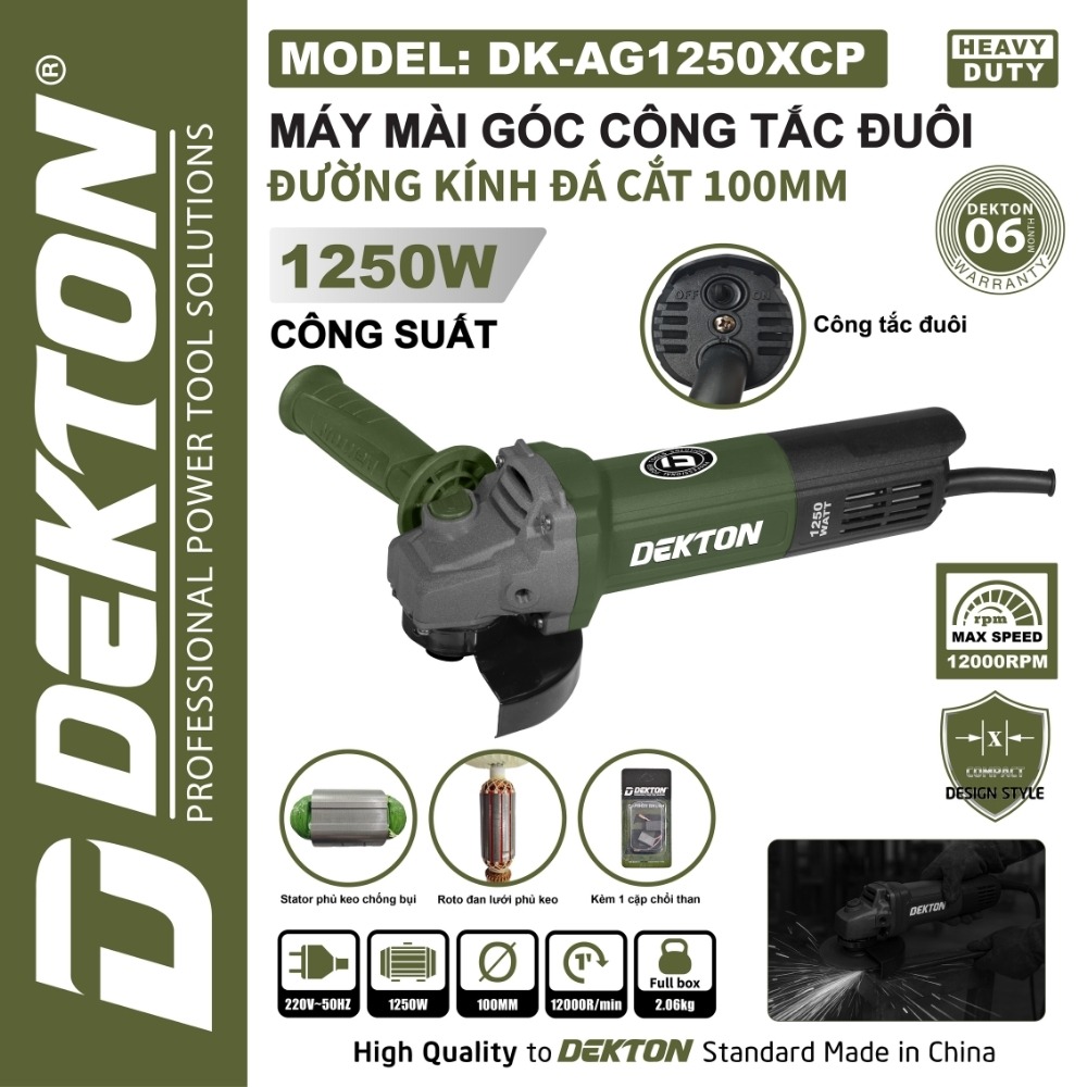 Máy mài góc 1250W 100mm Dekton DK-AG1250XCP (công tắc đuôi) 2 máy mài góc Dekton DK-AG1250XCP (2)