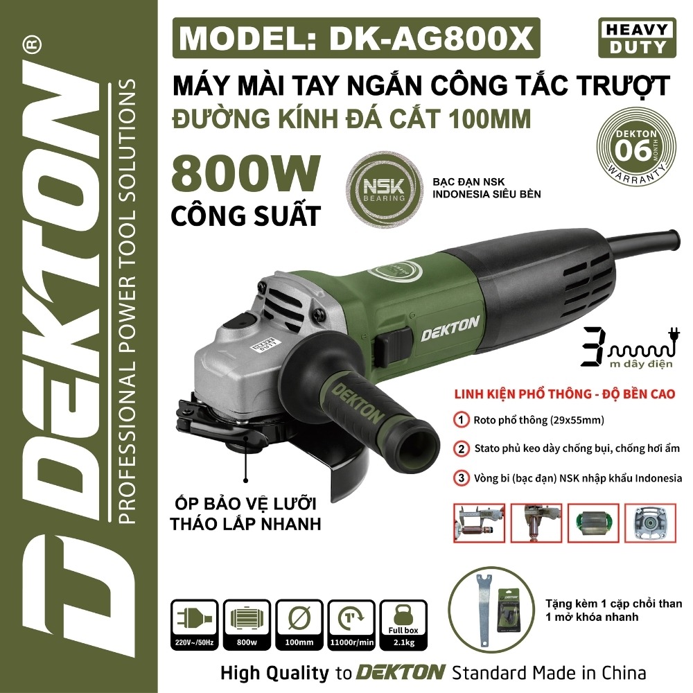 Máy mài góc 800W 100mm Dekton DK-AG800X (công tắc trượt) 2 máy mài góc Dekton DK-AG800X (2)