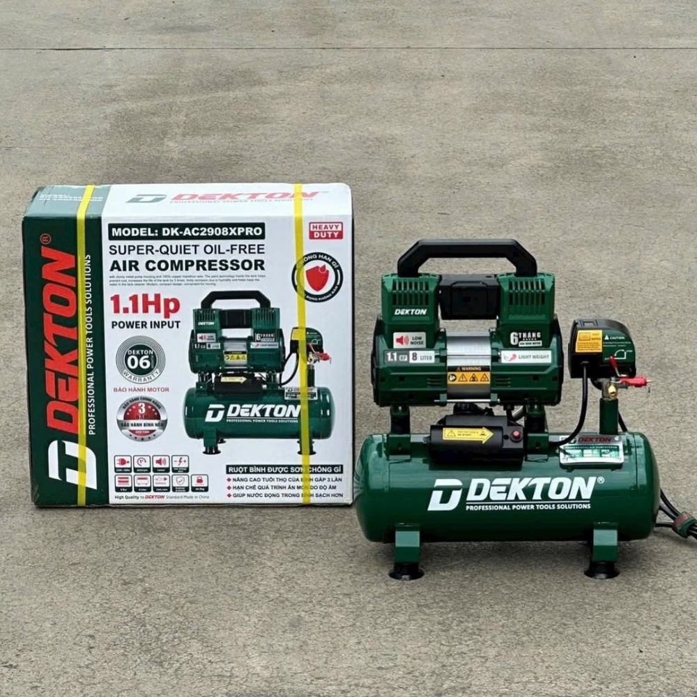Máy nén khí không dầu 8L 1.1HP Dekton DK-AC2908XPRO (thế hệ mới) 5 máy nén khí dekton DK-AC2908XPRO (5)