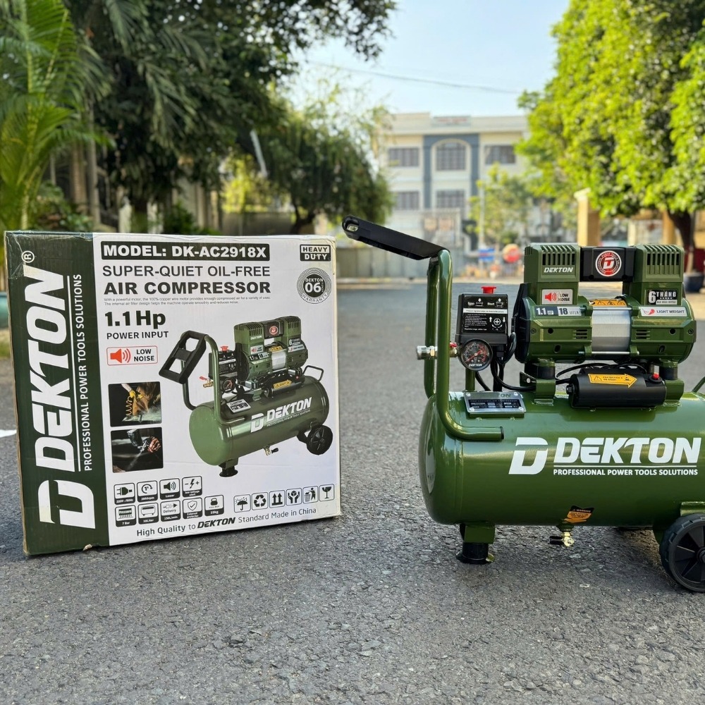 Máy nén khí không dầu 18L 1.1HP Dekton DK-AC2918X (màu olive) 3 máy nén khí dekton DK-AC2918X (3)