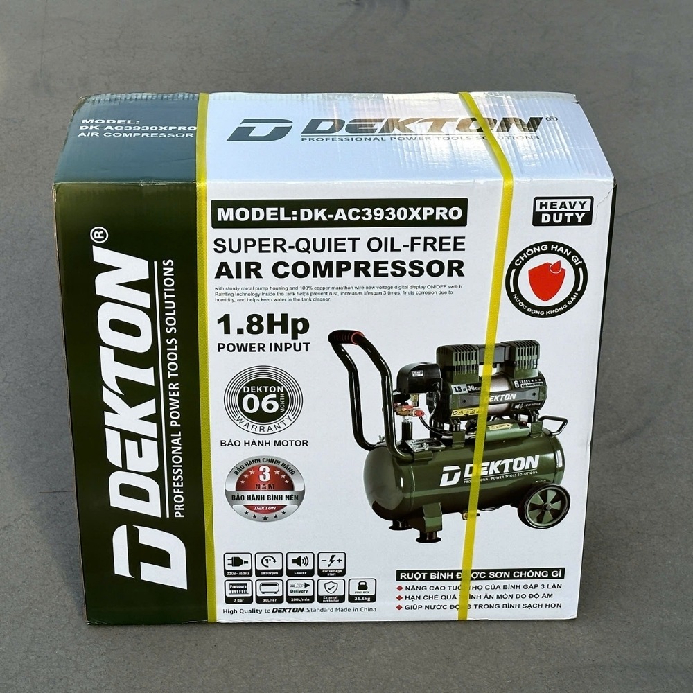Máy nén khí không dầu 30L 1.8HP Dekton DK-AC3930XPRO (màu olive) 12 máy nén khí dekton DK-AC3930XPRO (9)