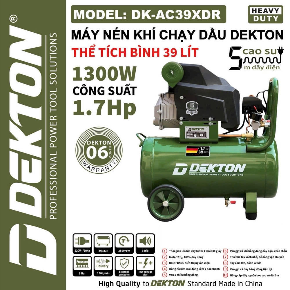 Máy nén khí có dầu 39L 1.7HP Dekton DK-AC39XDR 2 máy nén khí dekton DK-AC39XDR (2)