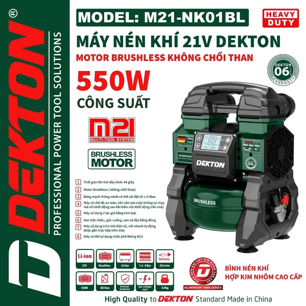 Máy nén khí dùng pin 21V Dekton M21-NK01BL 2 Máy nén khí dùng pin 21V Dekton M21-NK01BL
