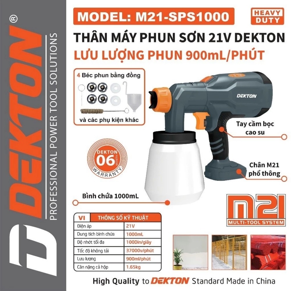 Máy phun sơn dùng pin 21V Dekton M21-SPS1000 2 máy phun sơn dùng pin Dekton M21-SPS1000 (2)