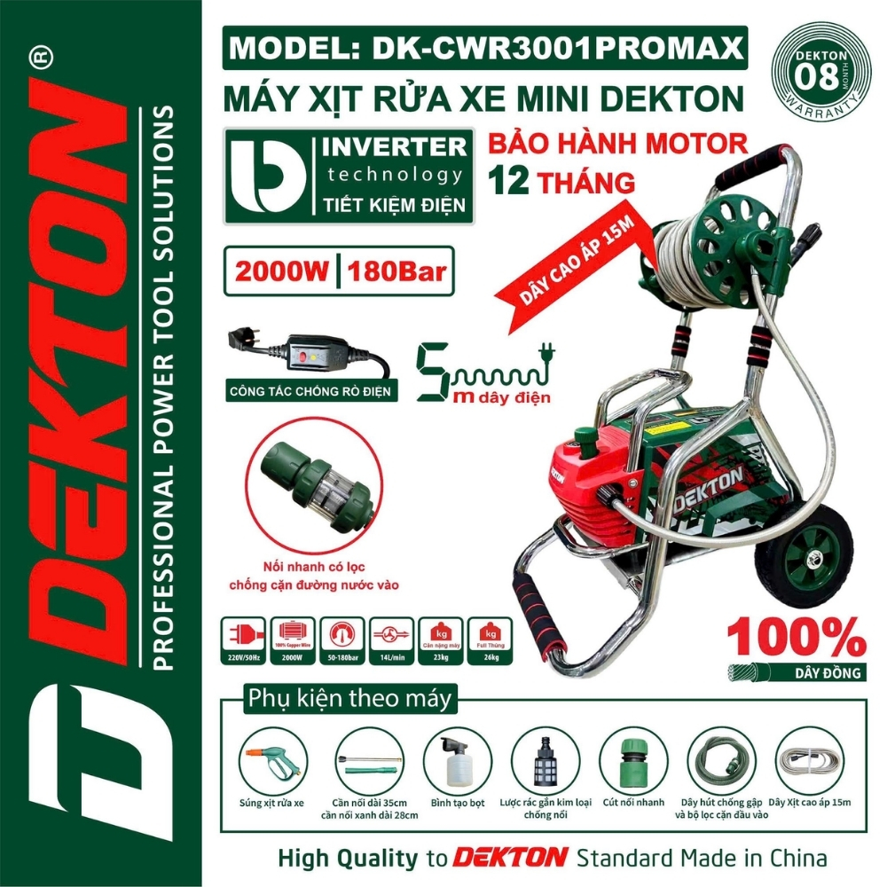Máy rửa xe 2000W Dekton DK-CWR3001PROMAX (khung xe đẩy) 2 máy rửa xe Dekton DK-CWR3001PROMAX (2)