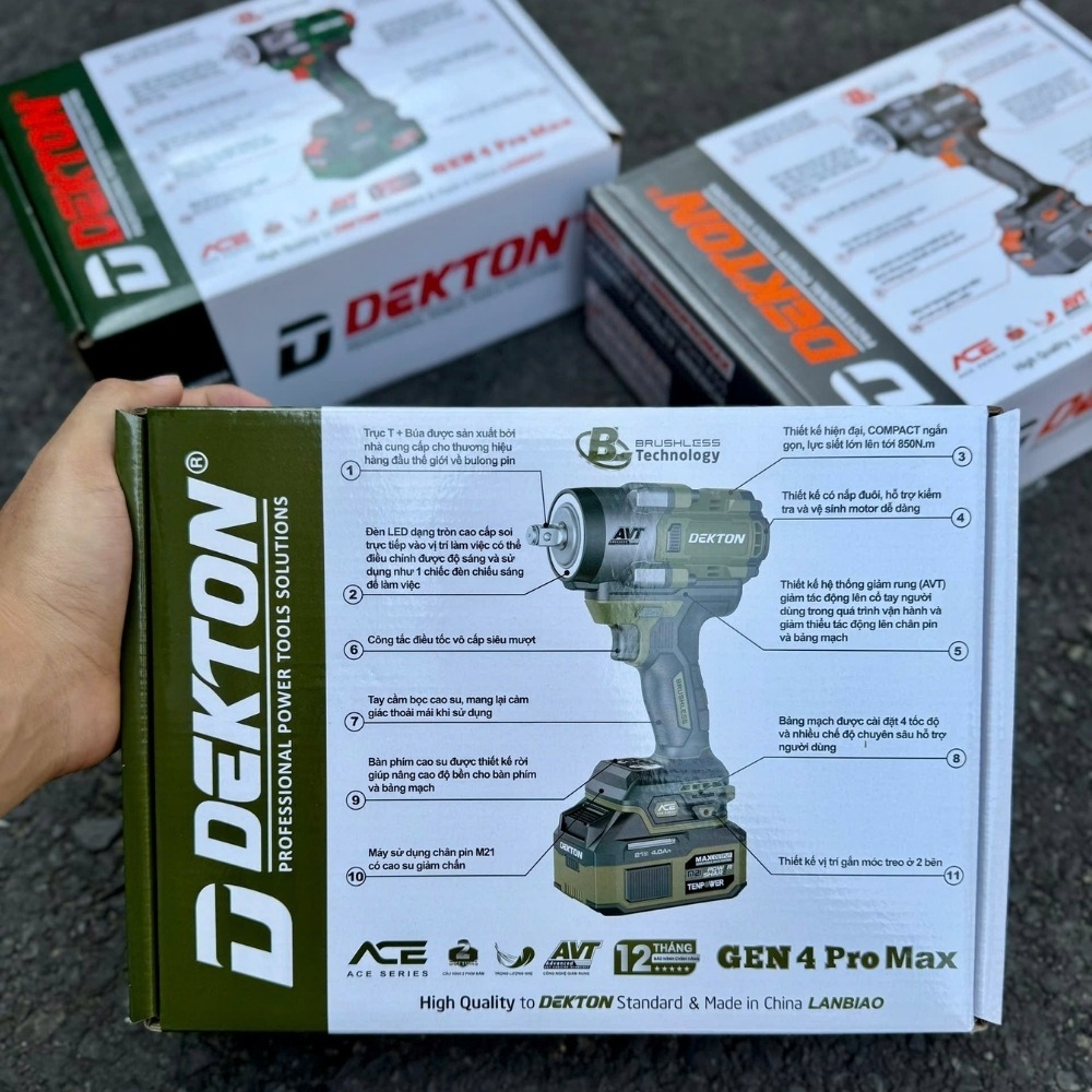 Máy siết bu lông dùng pin 21V 850Nm Dekton M21-IW850PROMAX 9 máy siết bulong dùng pin Dekton M21-IW850 PROMAX (9)