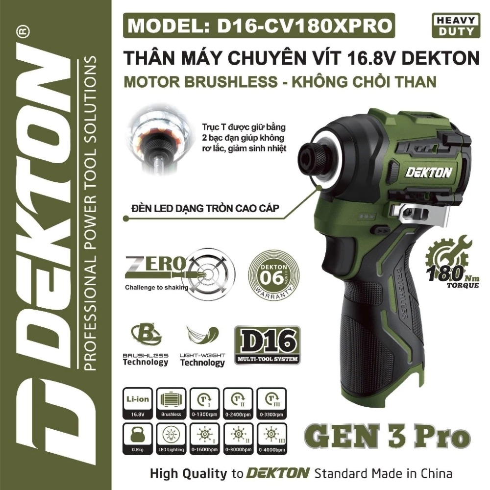 Máy siết vít dùng pin 16.8V 180Nm Dekton D16-CV180XPRO (màu olive) 2 máy siết vít dùng pin 16.8V Dekton D16-CV180XPRO (2)