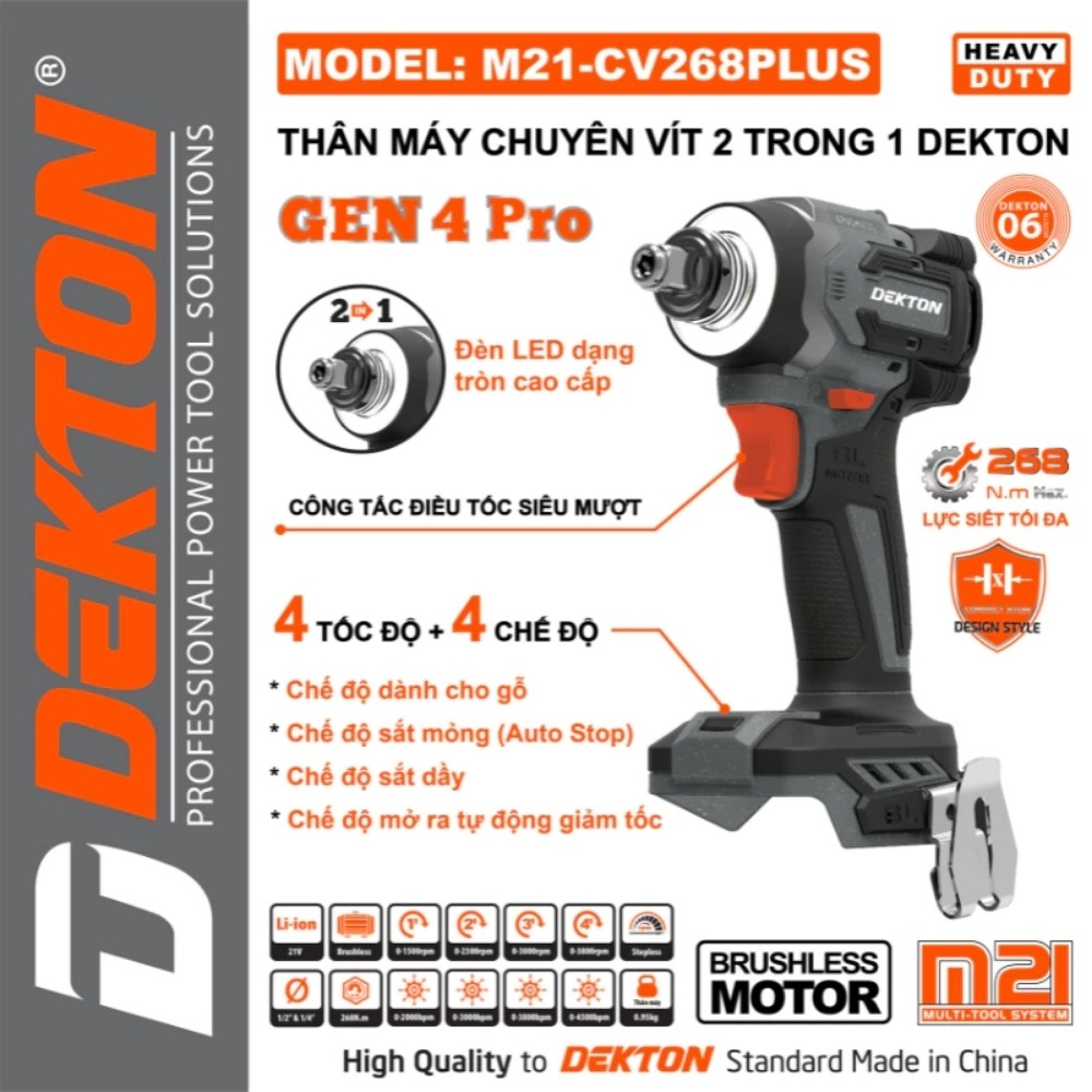 Máy siết vít 2 trong 1 dùng pin 21V Dekton M21-CV268PLUS 2 máy siết vít dùng pin Dekton M21-CV268PLUS (2)