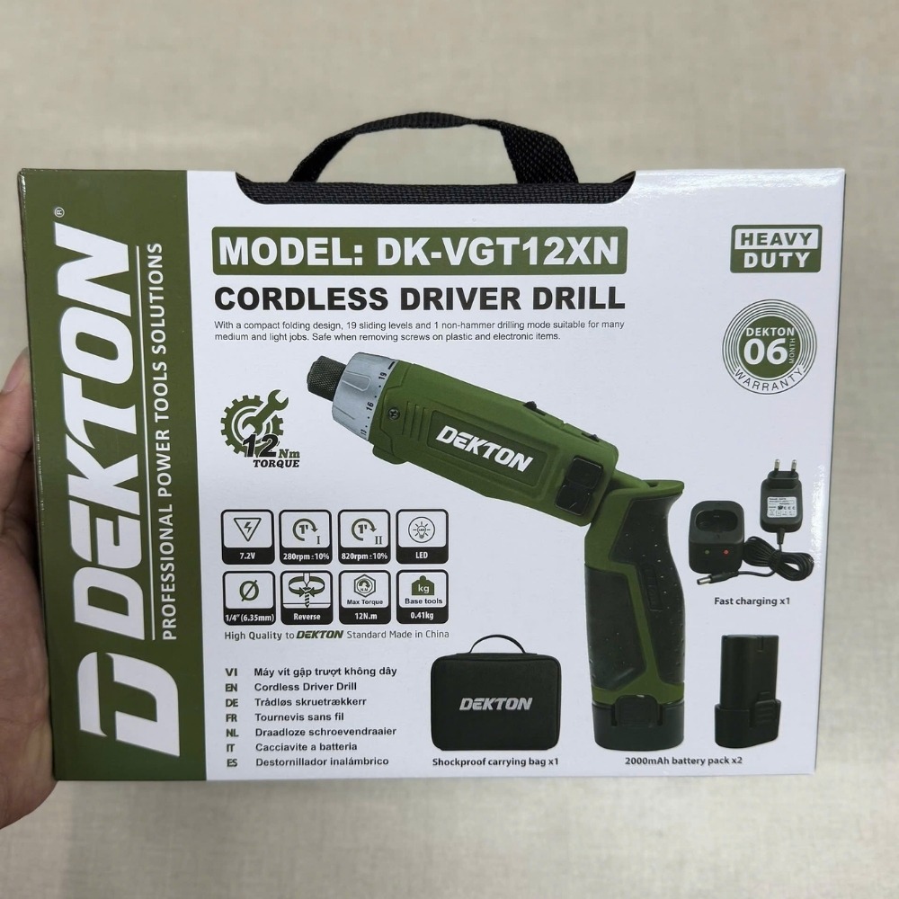 Máy vặn vít gập dùng pin Dekton DK-VGT12XN (màu olive) 4 máy siết vít gập dùng pin Dekton DK-VGT12XN (4)