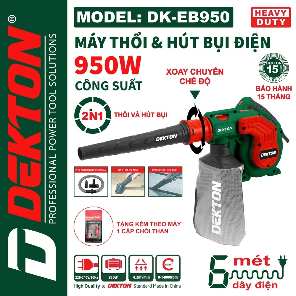Máy thổi bụi và hút bụi 950W Dekton DK-EB950 2 máy thổi và hút bụi Dekton DK-EB950 (2)