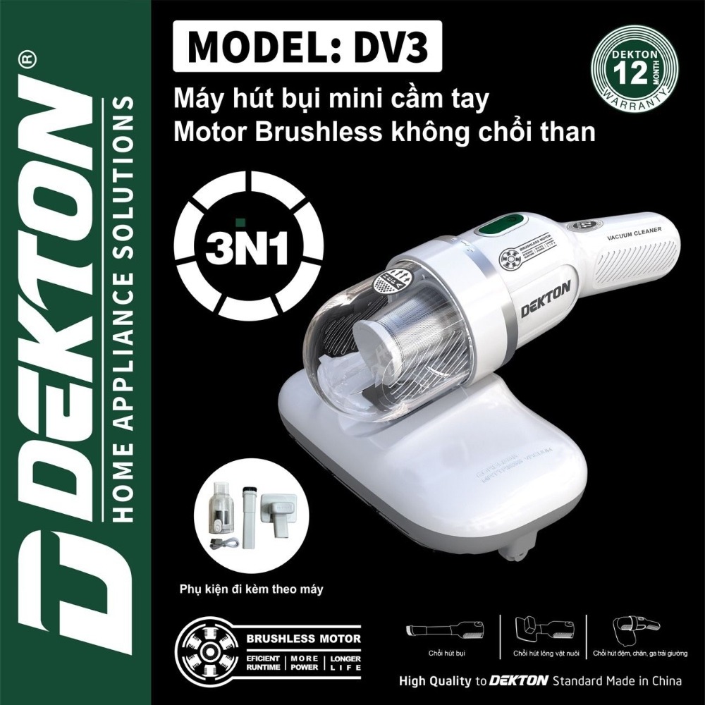 Máy hút bụi cầm tay mini dùng pin Dekton DV3 2 Dekton DV3 (2)