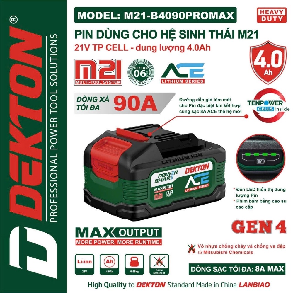 Pin 21V 4.0Ah Dekton M21-B4090PROMAX (ACE) 2 M21-B4090PROMAX (2)