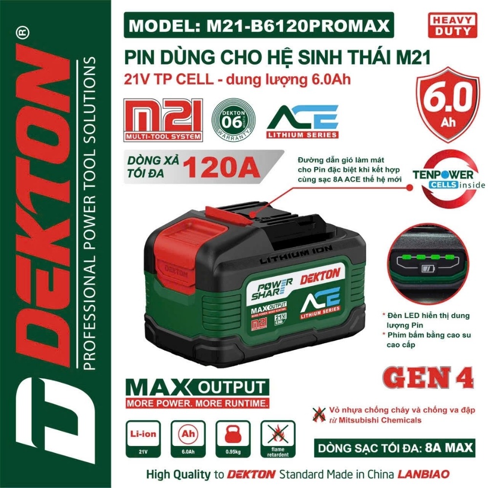 Pin 21V 6.0Ah Dekton M21-B6120PROMAX (ACE) 3 M21-B6120PROMAX (3)