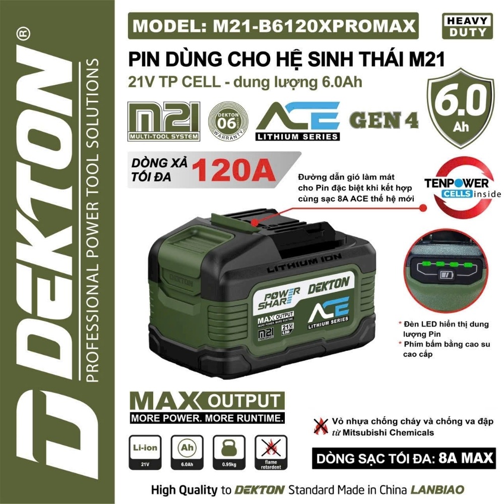 Pin 21V 6.0Ah Dekton M21-B6120XPROMAX (ACE) 2 M21-B6120XPROMAX (2)