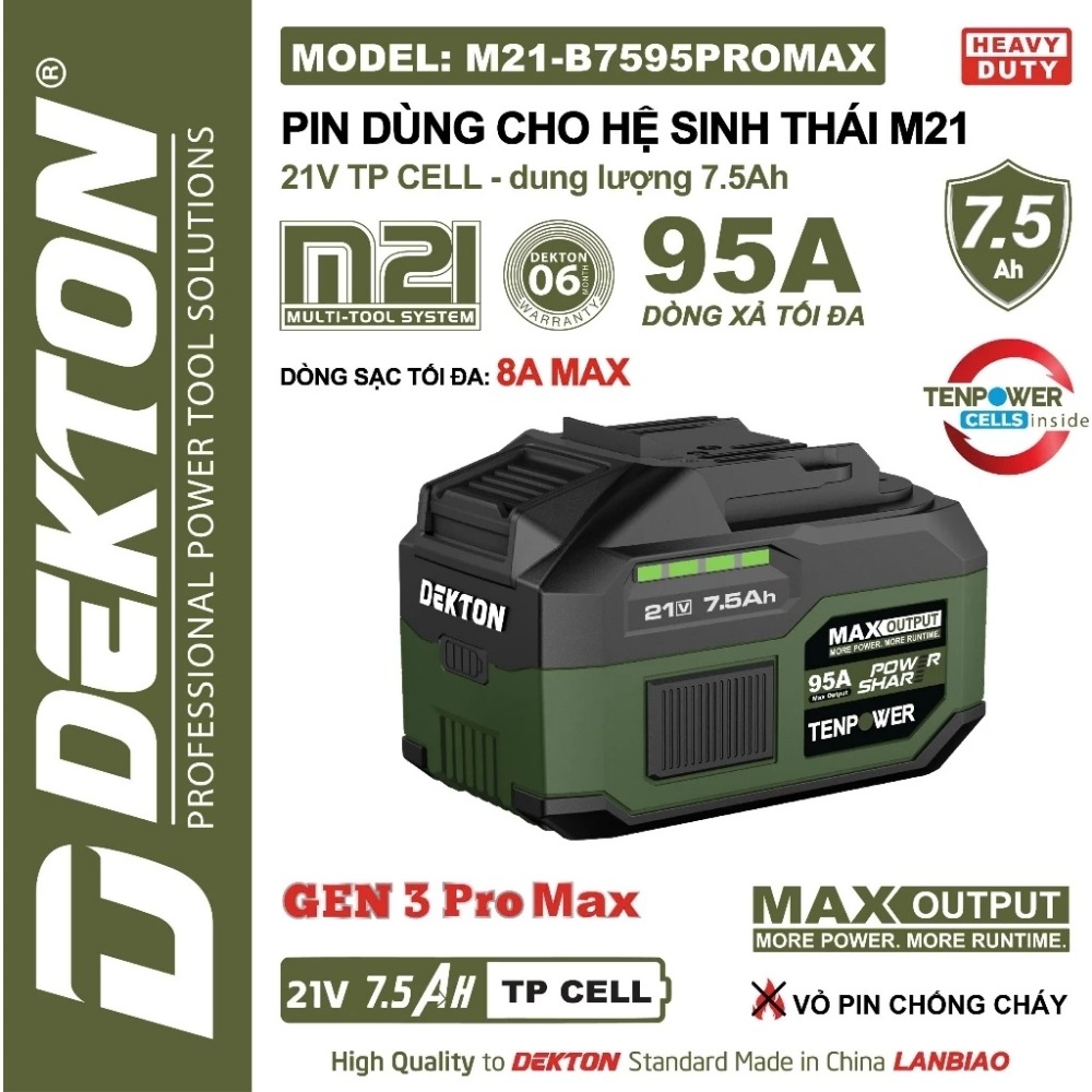 Pin 21V 7.5Ah Dekton M21-B7595PROMAX (dòng xả max 95A) 2 M21-B7595PROMAX (2)