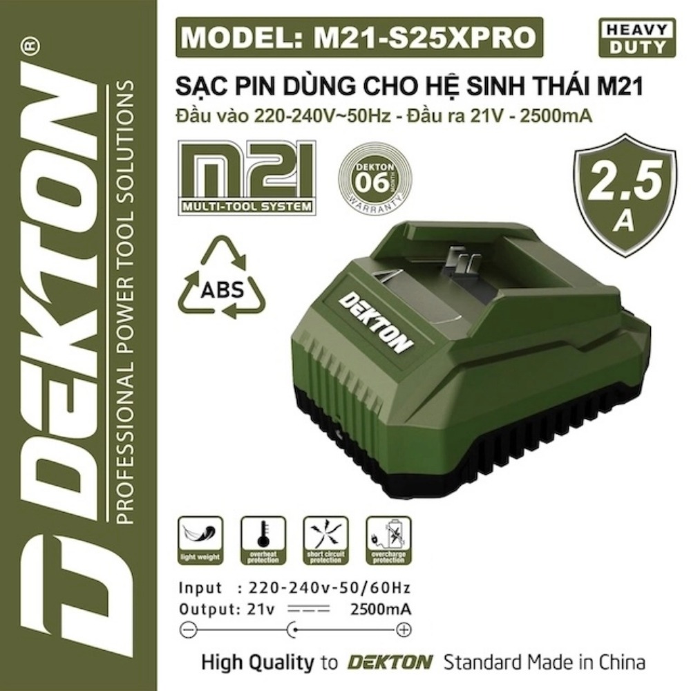 Sạc pin 21V 2.5A Dekton M21-S25XPRO 2 M21-S25XPRO (2)