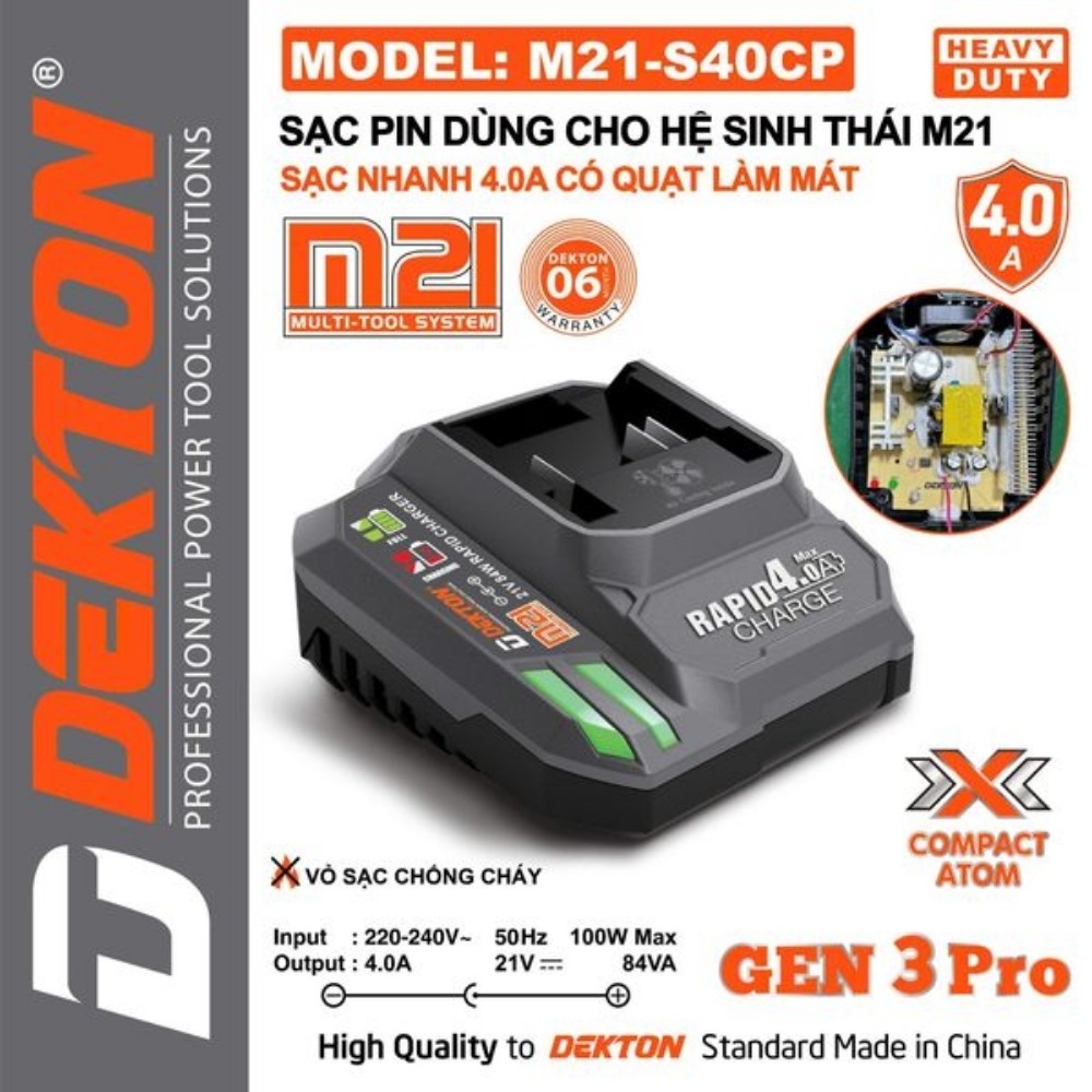 Sạc pin 21V 4.0A Dekton M21-S40CP 3 M21-S40CP (3)