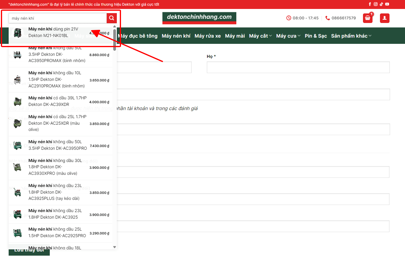 Hướng dẫn mua hàng 2 tìm kiếm sản phẩm