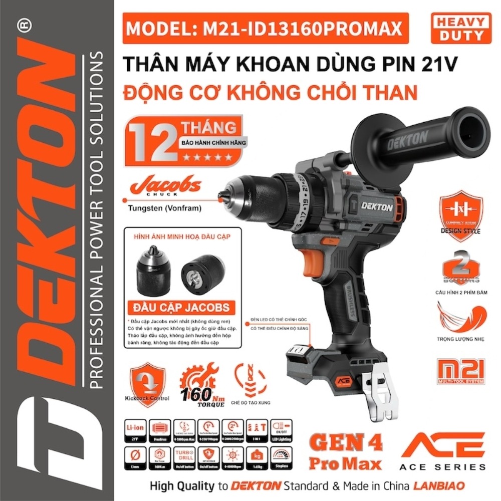 Máy khoan dùng pin 21V 160Nm Dekton M21-ID13160PROMAX 3 M21-ID13160PROMAX (3)