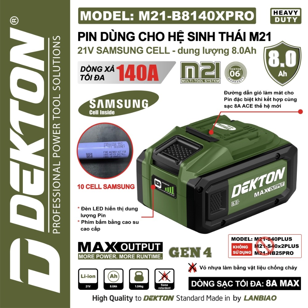 Pin 21V 8.0Ah Dekton M21-B8140PRO & M21-B8140XPRO (Cell SamSung) 2 m21-b8140xpro (2)