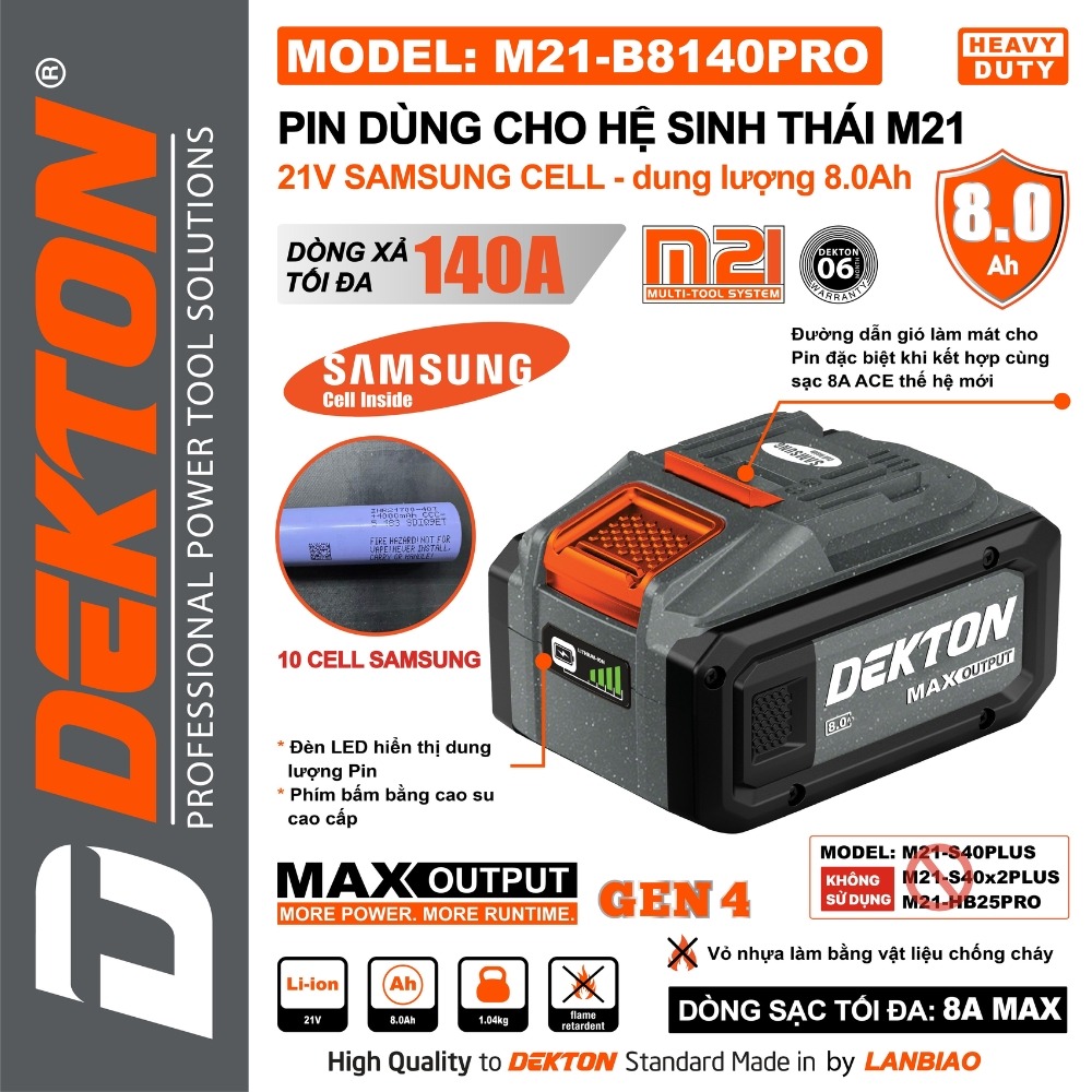 Pin 21V 8.0Ah Dekton M21-B8140PRO & M21-B8140XPRO (Cell SamSung) 4 m21-b8140xpro (4)